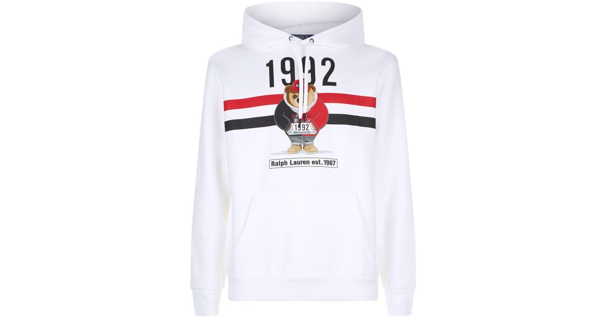 polo bear hoodie white