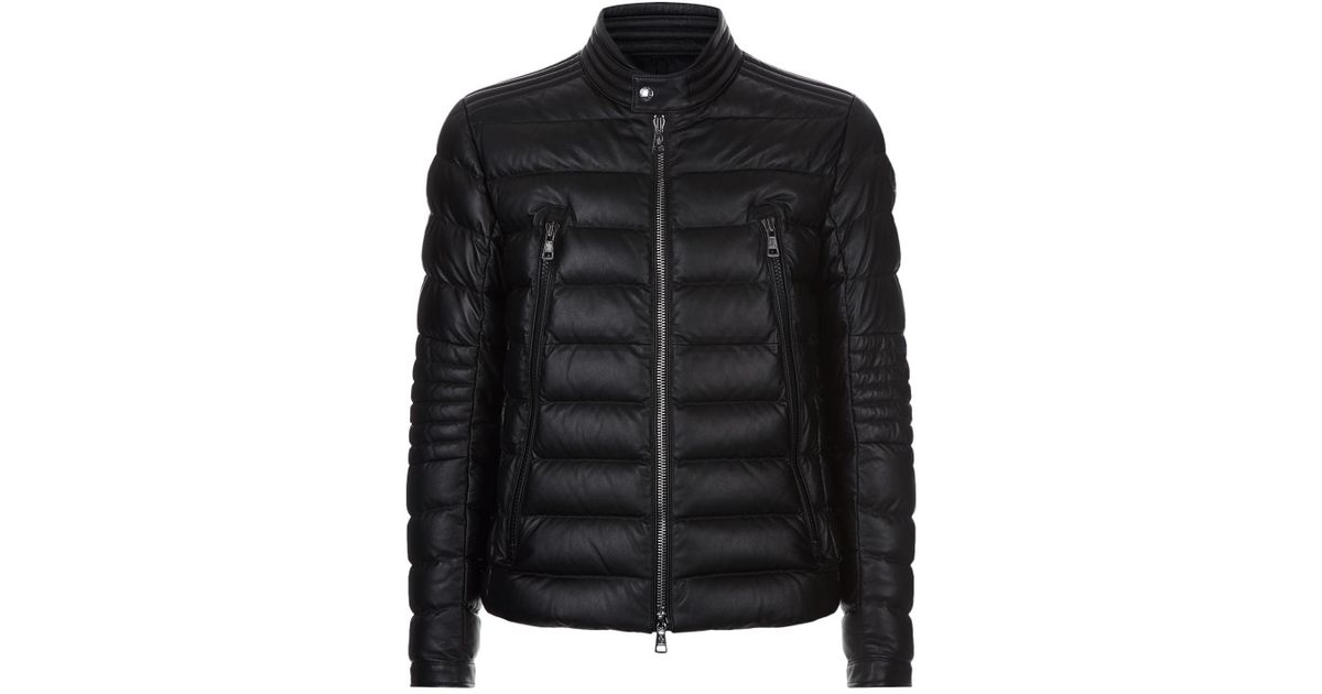 Moncler Amiot Leather Funnel Neck Jacket in Black for Men - Lyst