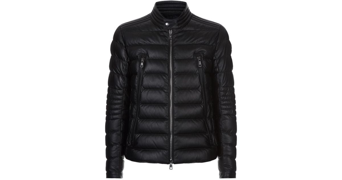 Moncler Amiot Leather Funnel Neck Jacket in Black for Men - Lyst