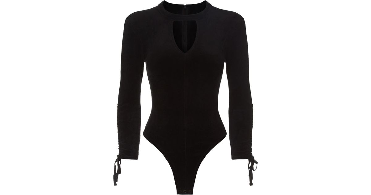 Juicy Couture Denim Velour Bodysuit in Black Lyst