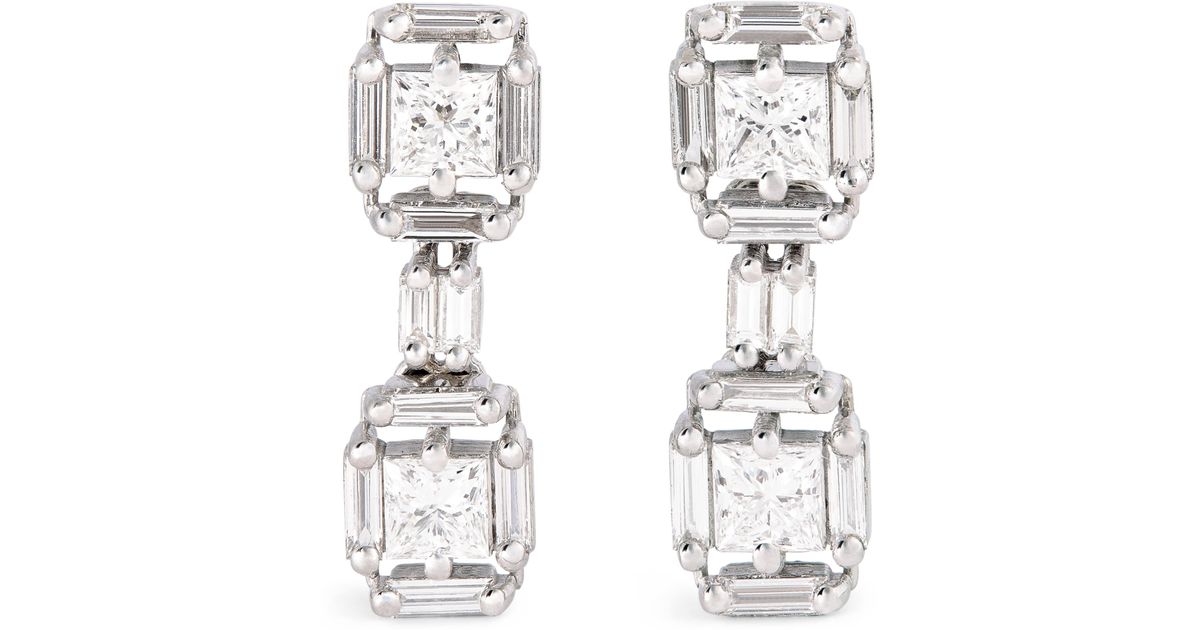 Suzanne Kalan And Diamond Princess Deco Drop Earrings in White | Lyst