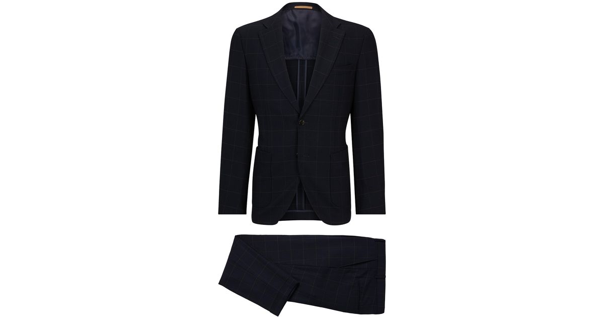 Check Boss BOSS Check 2-Piece Suit in Blue for Men | Lyst