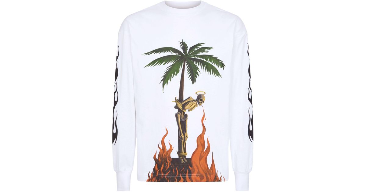 Palm Angels Skeleton Long Sleeved T Shirt in White for Men | Lyst UK