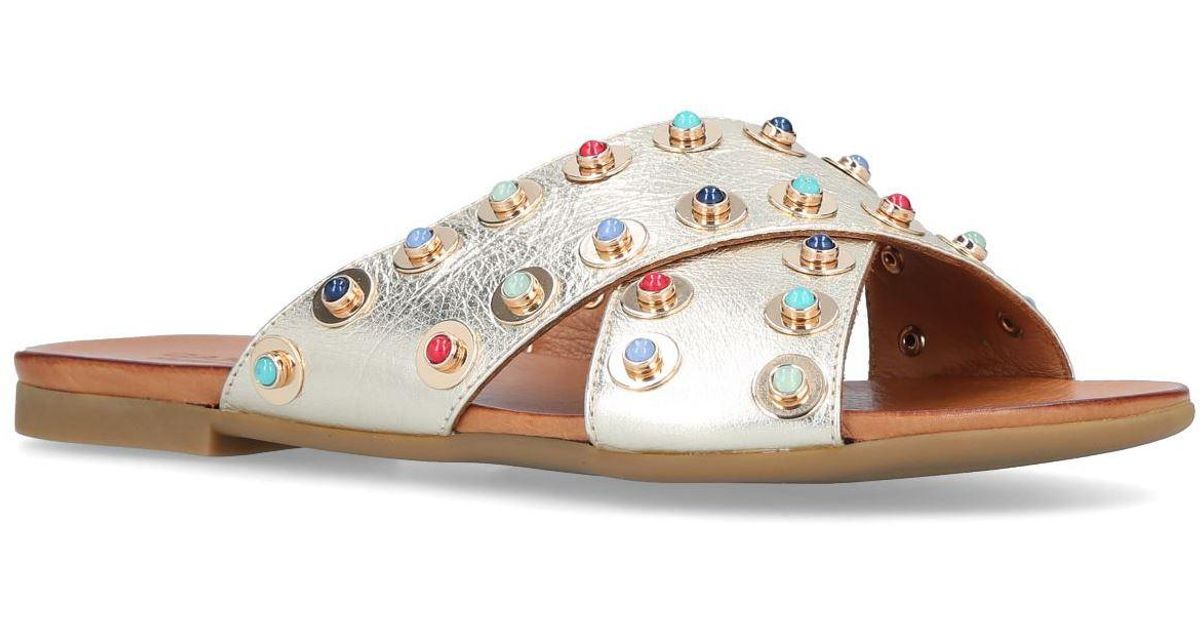 Carvela Kurt Geiger Leather Koncern Slides in Metallic Lyst UK