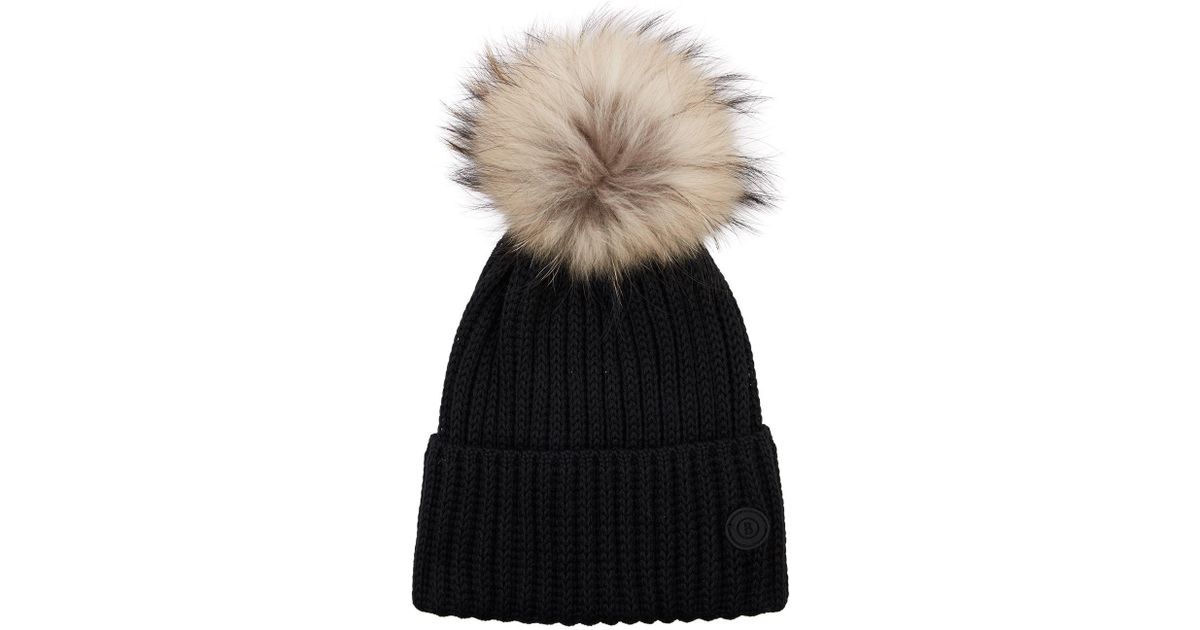 Bogner Fur Pom Pom Hat in Black | Lyst