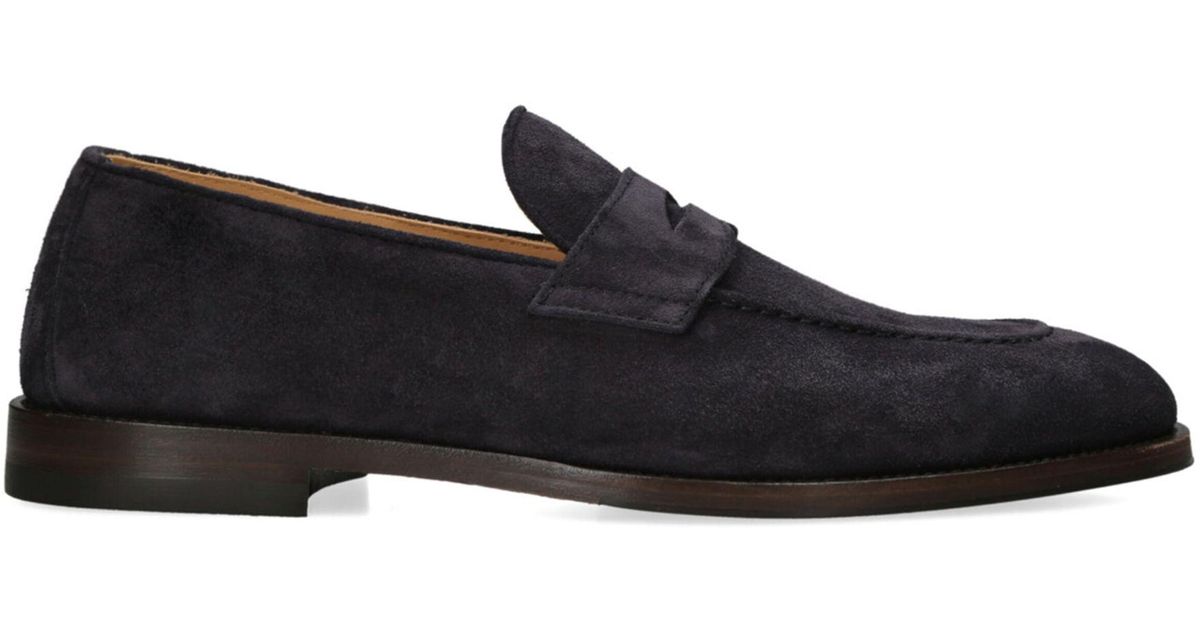 Brunello Cucinelli Suede Loafers in Black for Men | Lyst