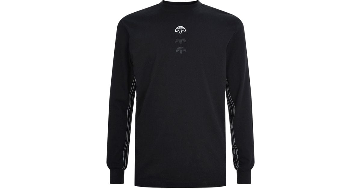 adidas Originals Long Sleeve Upside Down Trefoil T-shirt in Black for Men |  Lyst