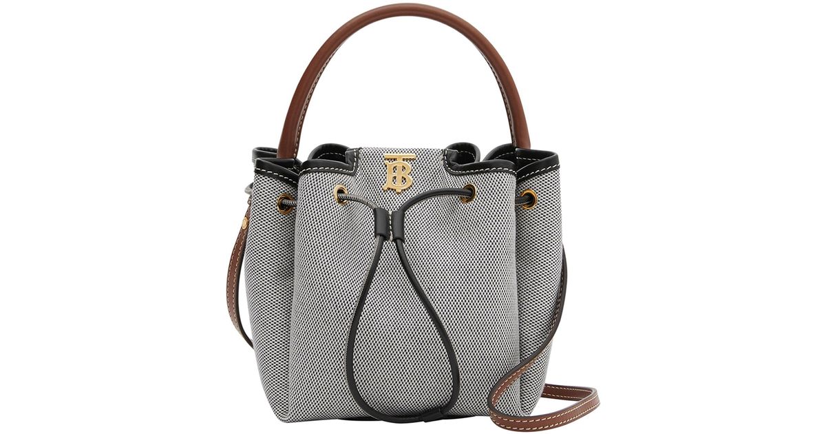 Burberry Canvas Tb Monogram Drawstring Bucket Bag in Black Lyst UK