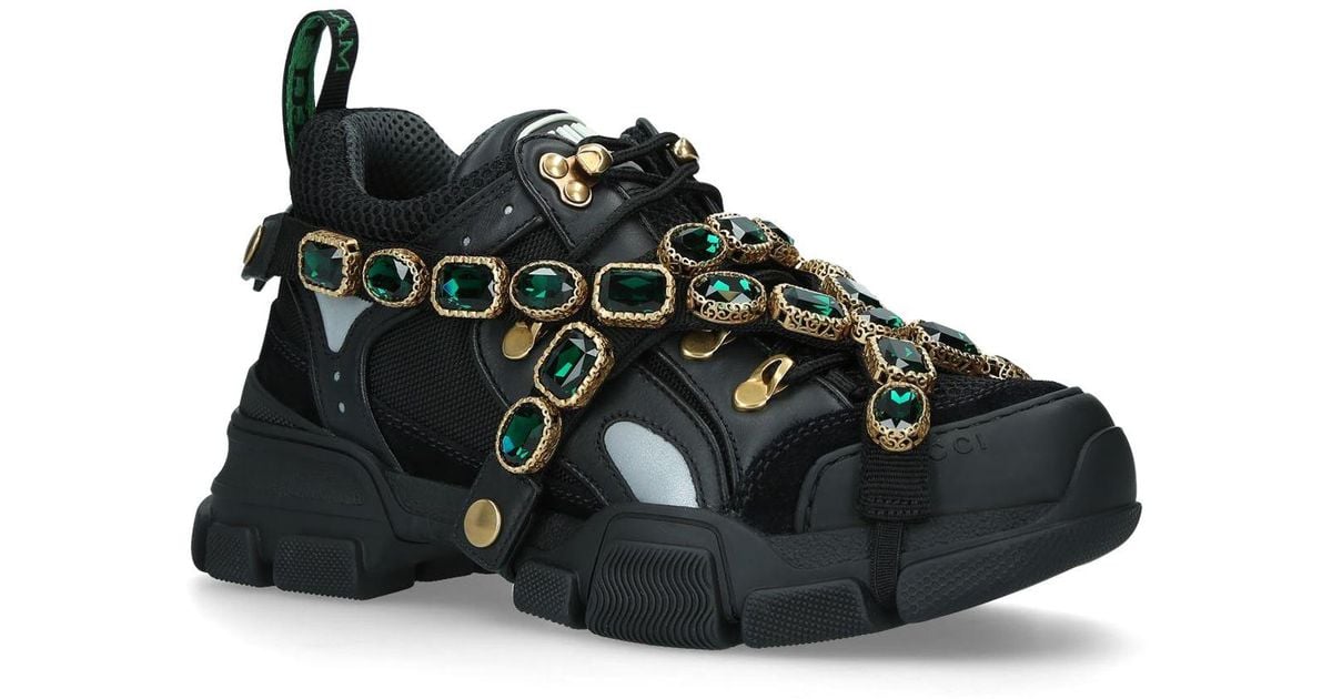 Gucci Flashtrek Strass Sneakers in Black | Lyst