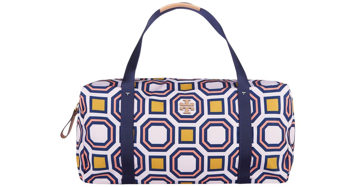 Lyst Tory Burch Printed Nylon Duffle Bag In Blue