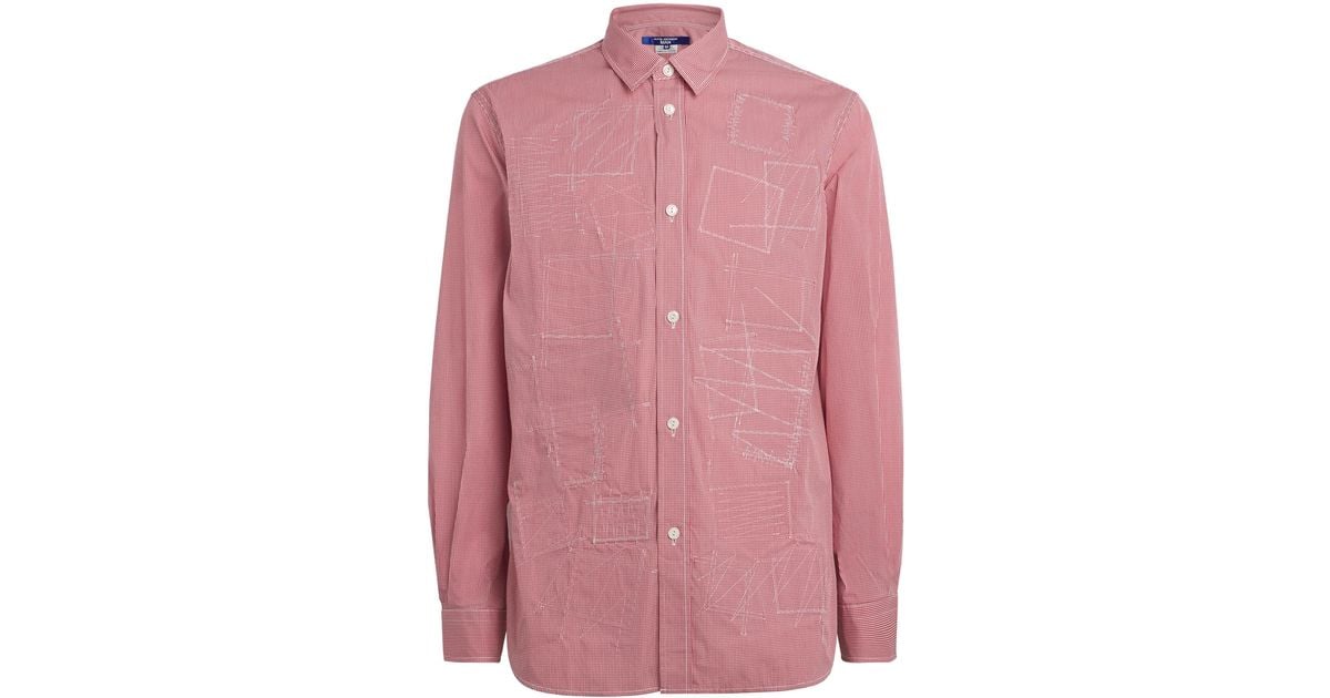 Junya Watanabe Gingham Stitched Shirt in Pink for Men | Lyst