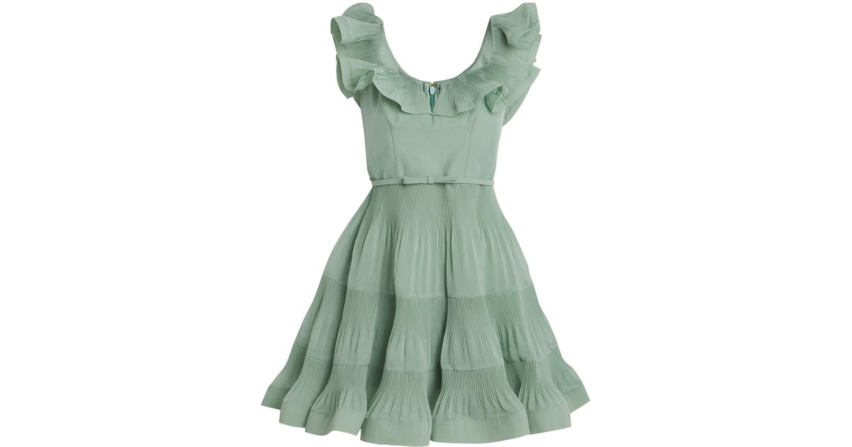 green emerald velvet dress Zimmermann Pleated Midi Dress main image 0