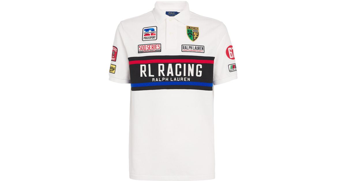 Polo Ralph Lauren Cotton Racing Stripe Polo Shirt in White for Men | Lyst