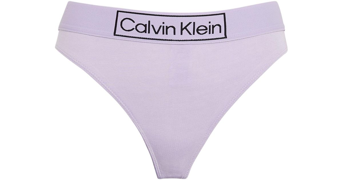 Calvin Klein Cotton Reimagined Heritage Thong in Purple Lyst UK