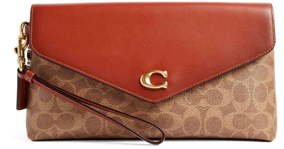 COACH Signature Canvas Wyn Clutch Bag in Brown Lyst