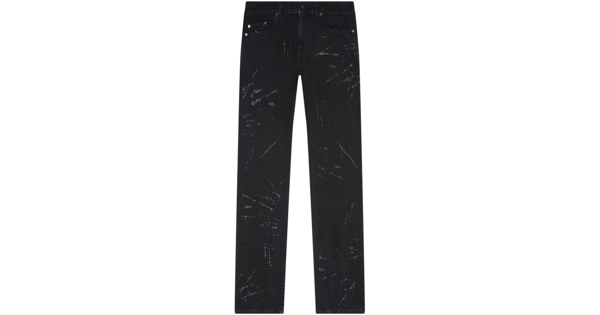 saint laurent paint splatter jeans