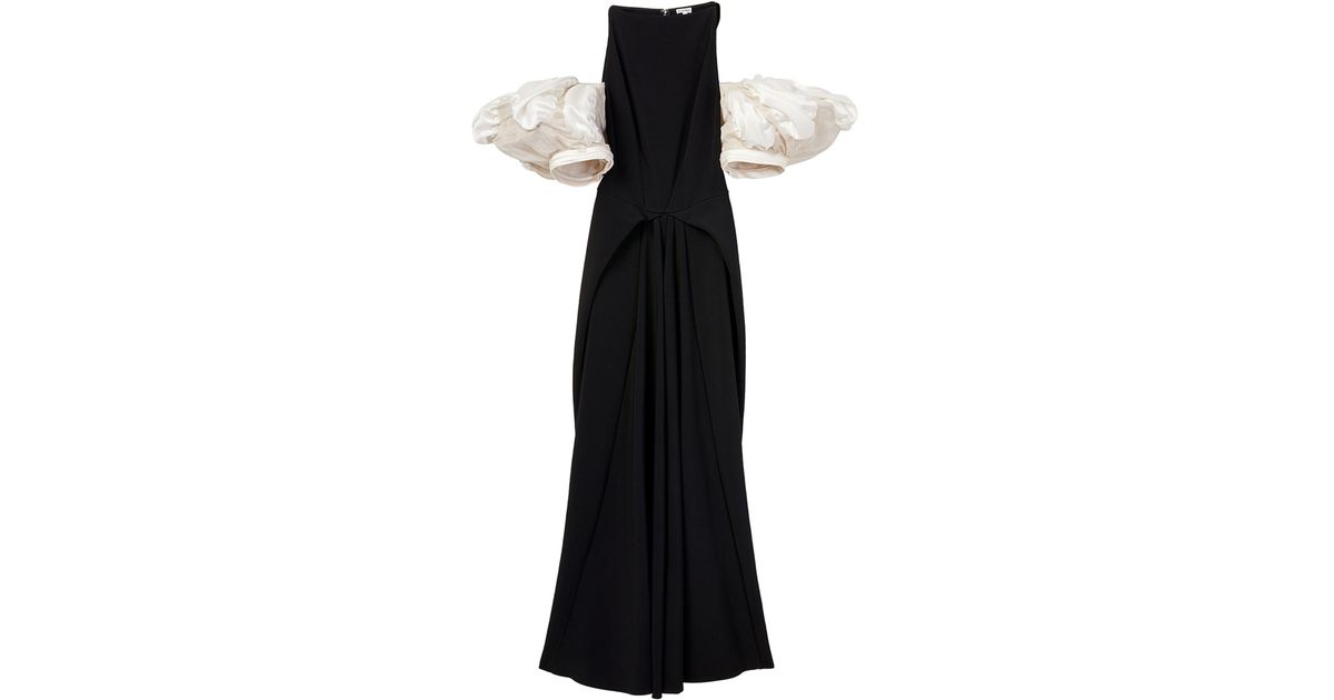 Loewe Leather Puff-sleeved Dress in Black | Lyst