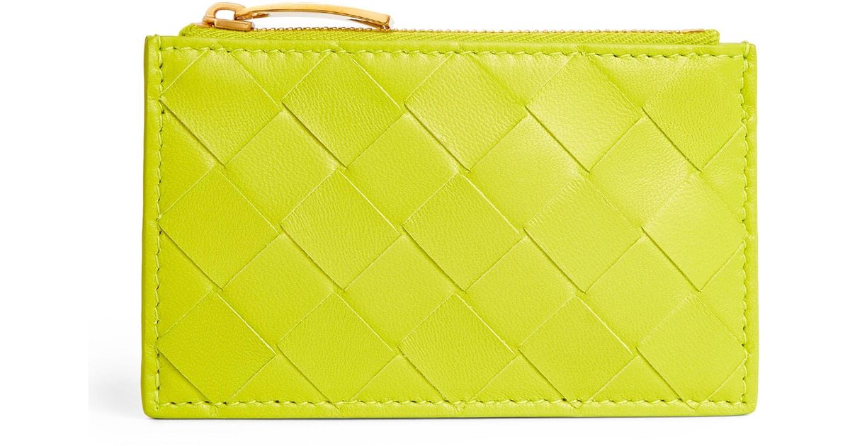 Bottega Leather Intrecciato Key Pouch in Yellow Lyst Canada