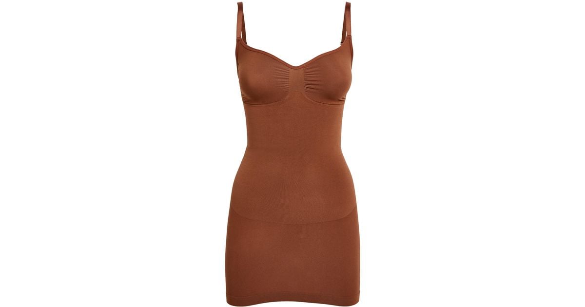 skims brown slip dress Skims Slip Dress