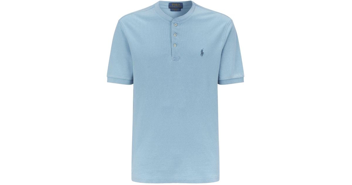 Polo Ralph Lauren Cotton Weathered Collarless Polo Shirt in Blue for Men |  Lyst
