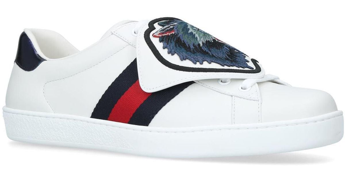 Gucci Leather Ace Wolf Patch Sneakers 