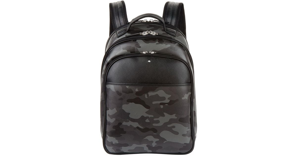Montblanc Leather Camo Backpack in Gray for Men | Lyst