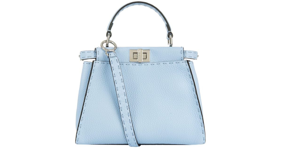 Fendi Mini Peekaboo Selleria Shoulder Bag, Blue, One Size