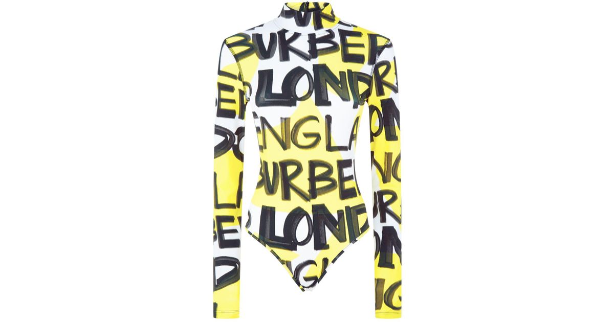 Burberry Denim City Graffiti Bodysuit in Yellow - Lyst