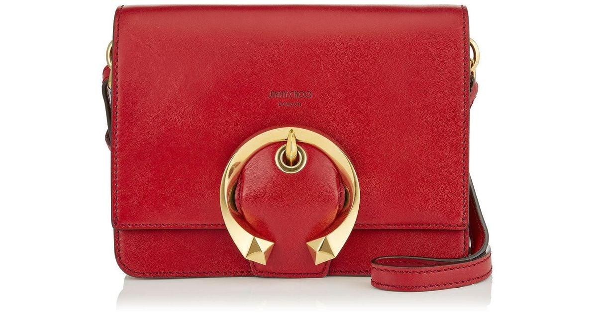 Jimmy Choo Leather Madeline Shoulder Bag in Red Lyst