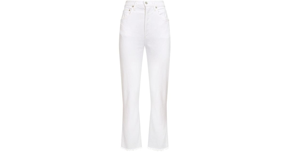 Agolde Riley Straight Crop Jeans in White - Lyst