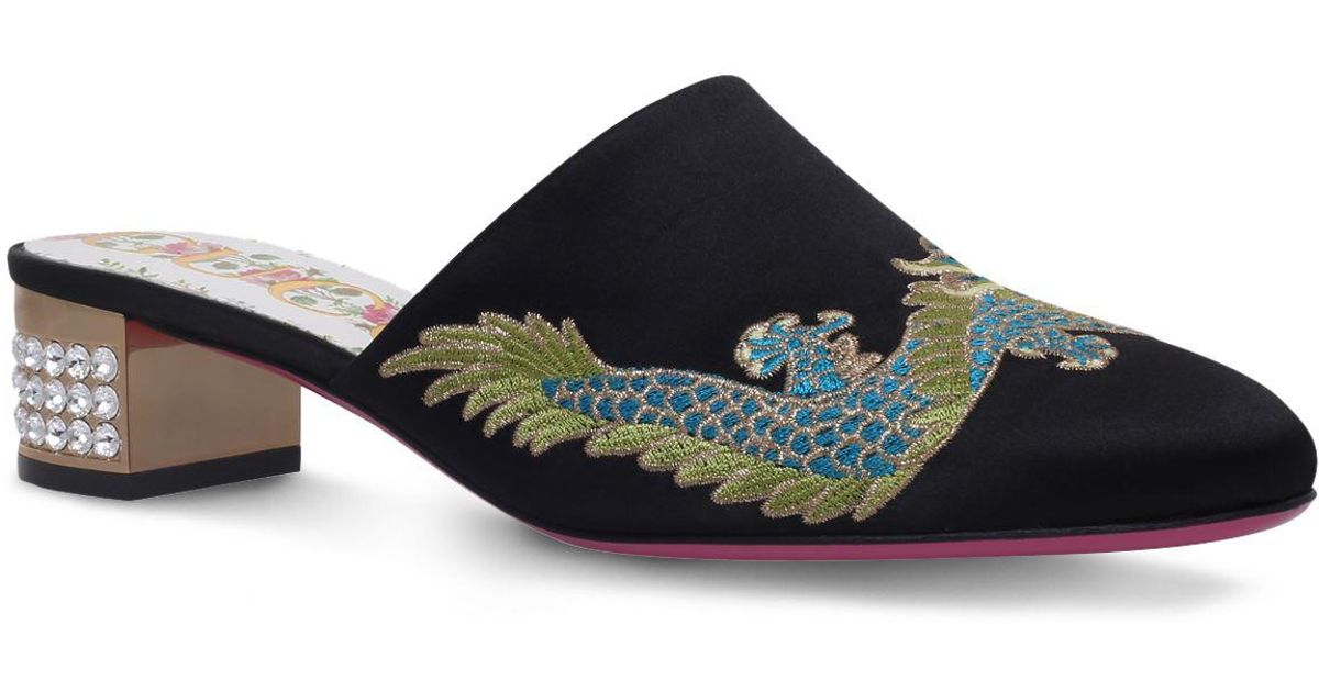gucci embroidered mules