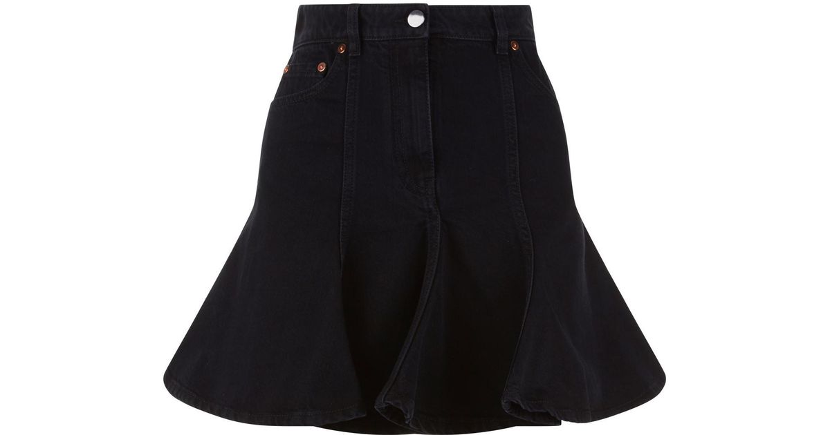 flounce denim skirt