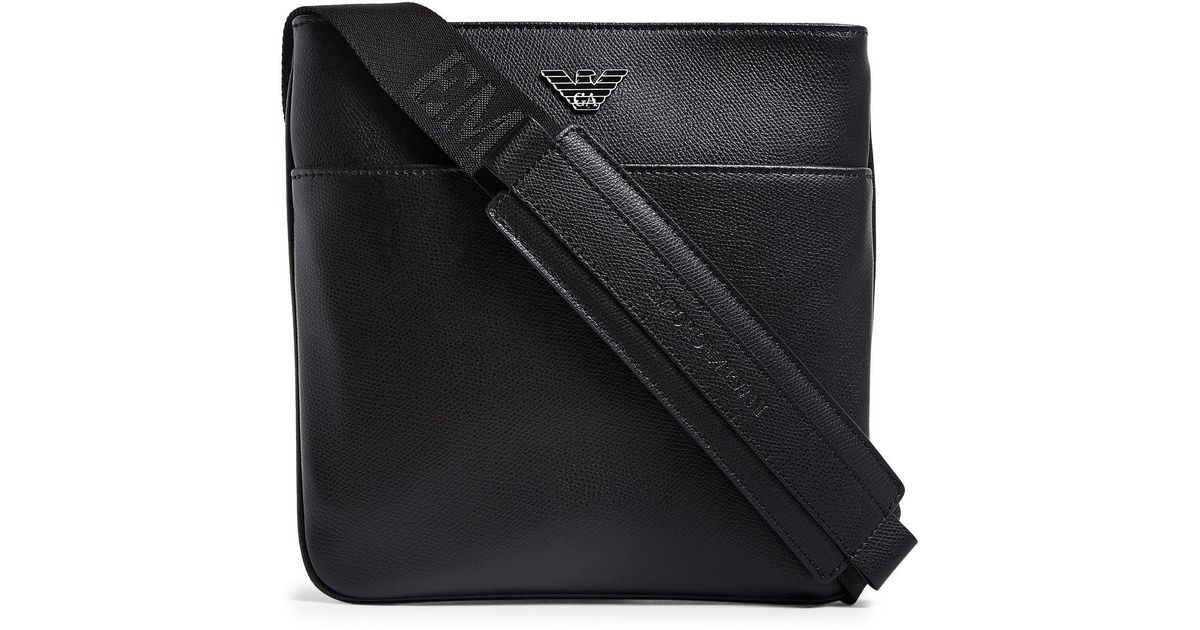 Emporio Armani Leather Cross Body Bag in Black for Men Lyst