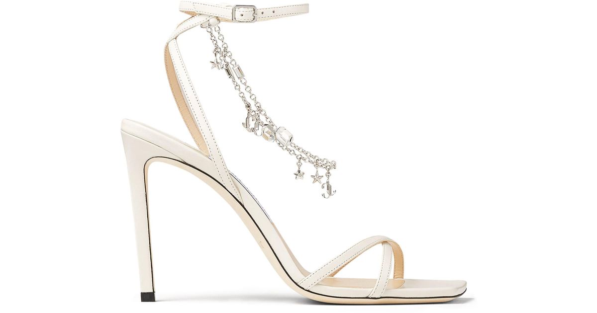Jimmy Choo Metz 100 Leather Sandals in White - Lyst