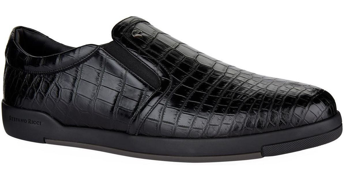 Matted Crocodile Leather Sneakers by STEFANO RICCI