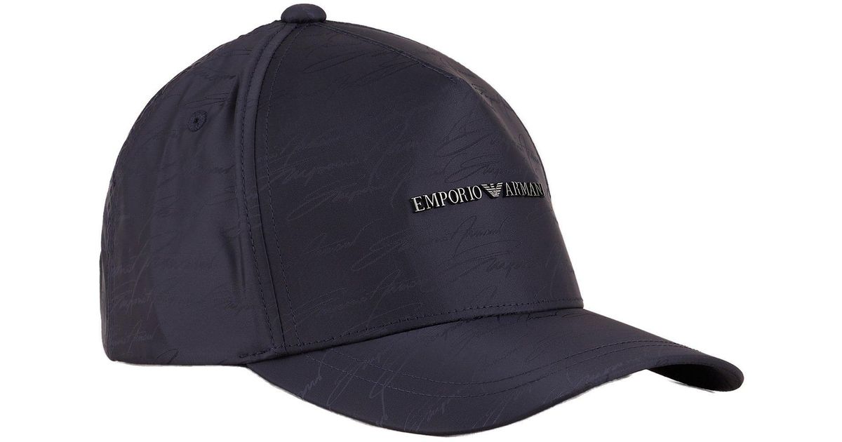Emporio Armani Cursive Logo Baseball Cap in Blue for Men Lyst Canada