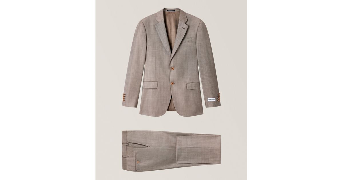 Emporio Armani Slim-Fit M-Line Sharkskin Virgin Wool Suit in Grey
