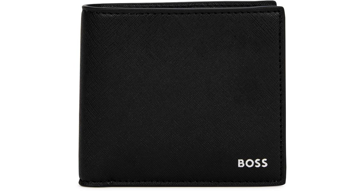 BOSS by HUGO BOSS Zair Saffiano Leather Wallet in Black for Men | Lyst