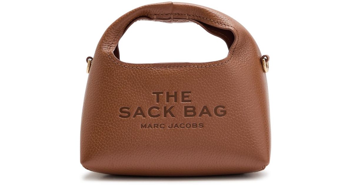 Sack Micro Marc Jacobs The Sack Micro Leather Top Handle Bag in Brown | Lyst