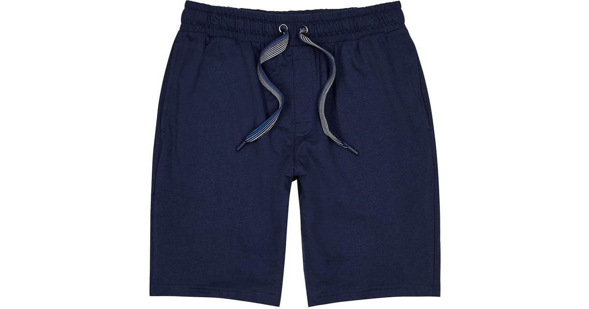 Calvin Klein Navy Cotton-blend Pyjama Shorts in Blue for Men - Lyst