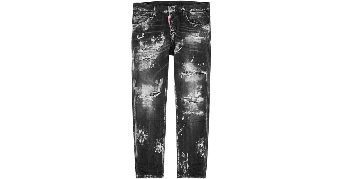 DSquared² Skater Paintsplattered Skinny Jeans in Gray for Men Lyst