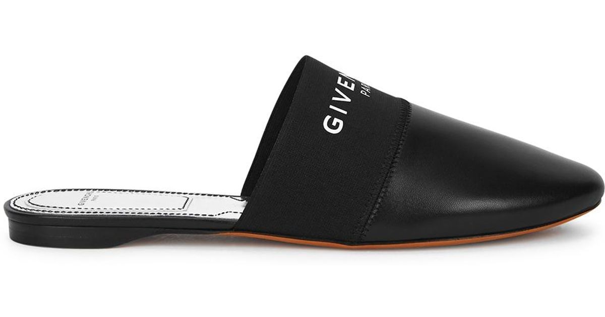 Givenchy Bedford Black Logo Leather Mules - Lyst