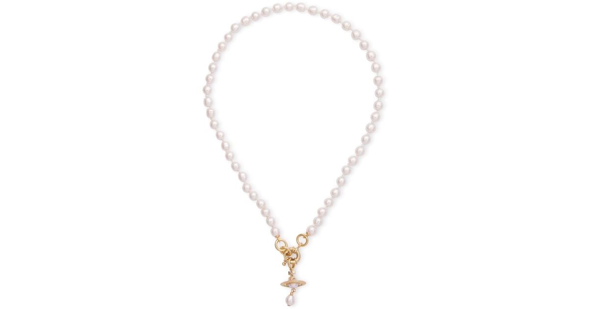 Vivienne Westwood Aleksa Orb Glass Pearl Necklace in White