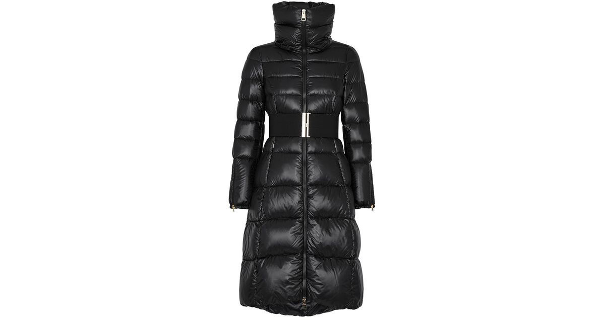 Herno Belted Quilted Shell Coat in Black | Lyst