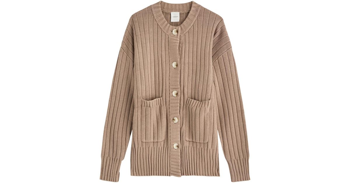 Varley Tiffany Textured Knit Cardigan in Woodrose Multi Stitch