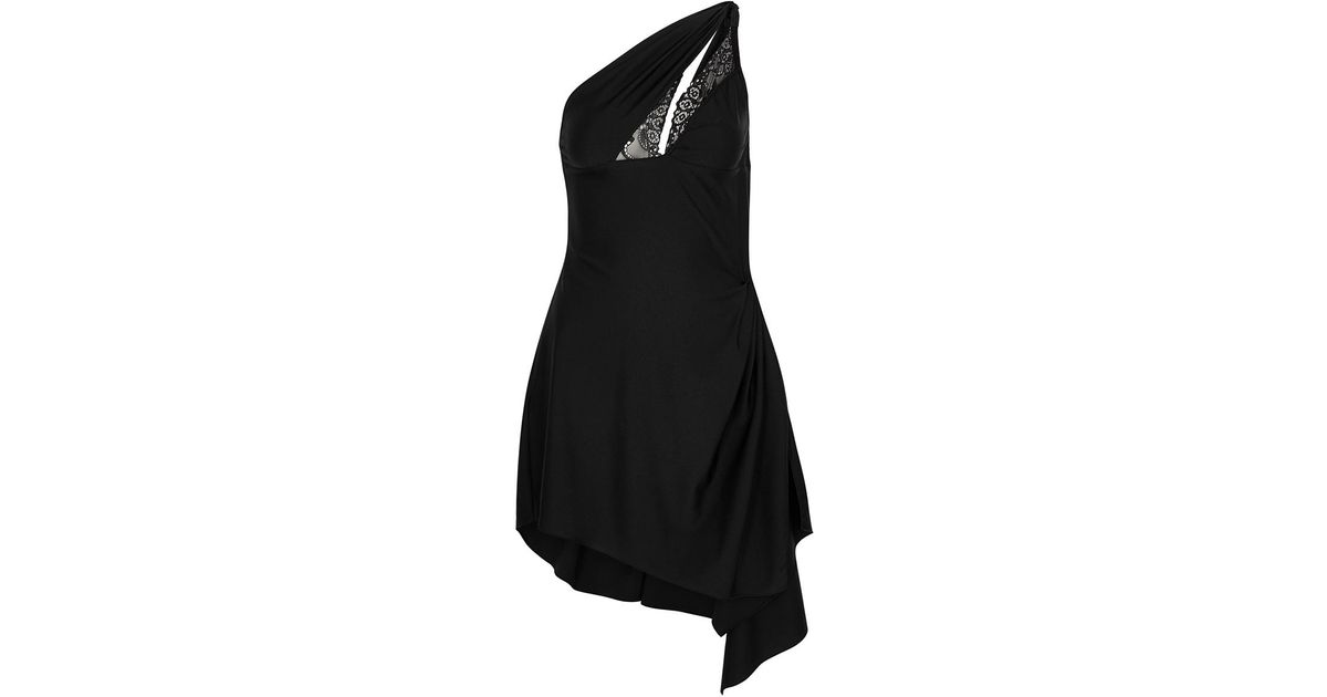 Coperni Asymmetric One-shoulder Stretch-jersey Mini Dress in Black | Lyst