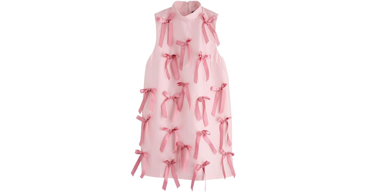 【英国発Sister Jane】Clara bow-embellished taffeta dress Sister Jane Clara Bow-embellished Taffeta Mini Dress Pink