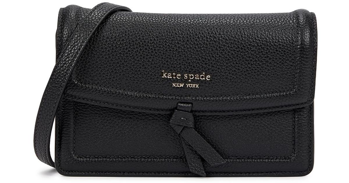 Kate Spade Knott Grained Leather Cross-body Bag in Black | Lyst