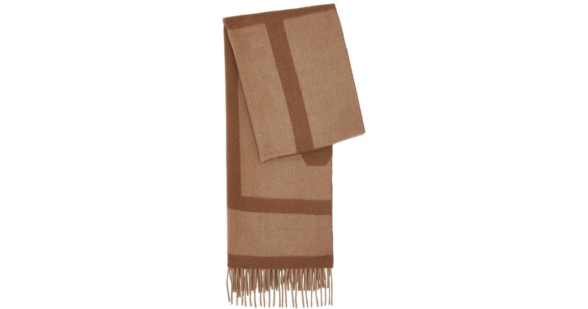 Totême Totême Logo-monogrammed Wool Scarf in Brown | Lyst