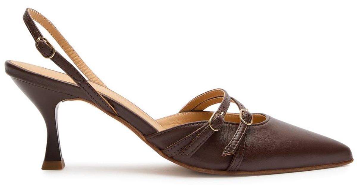 Alohas Joella 75 Leather Slingback Pumps in Brown | Lyst